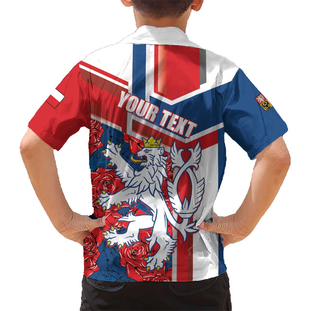 Personalised Czech Republic Kid Hawaiian Shirt Czechia Lion Rosa Pattern - Wonder Print Shop