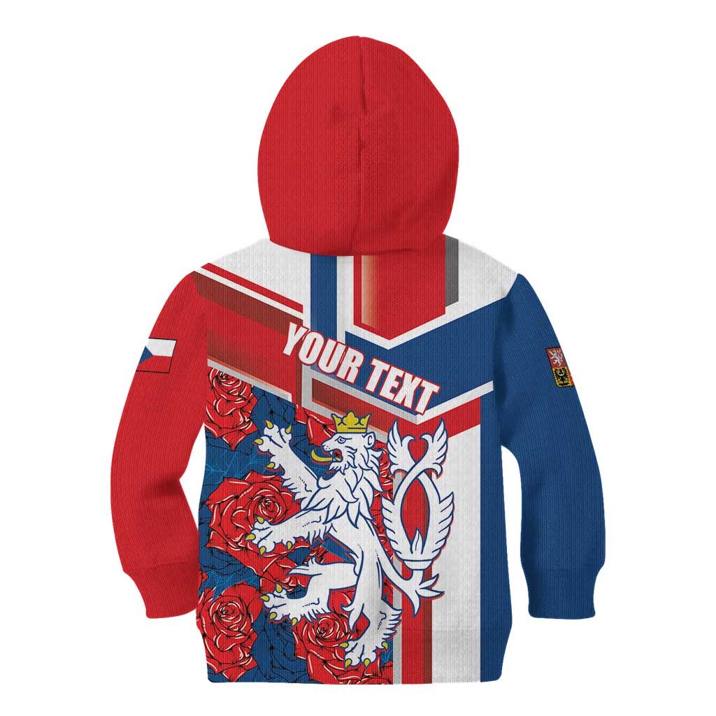 Personalised Czech Republic Kid Hoodie Czechia Lion Rosa Pattern - Wonder Print Shop