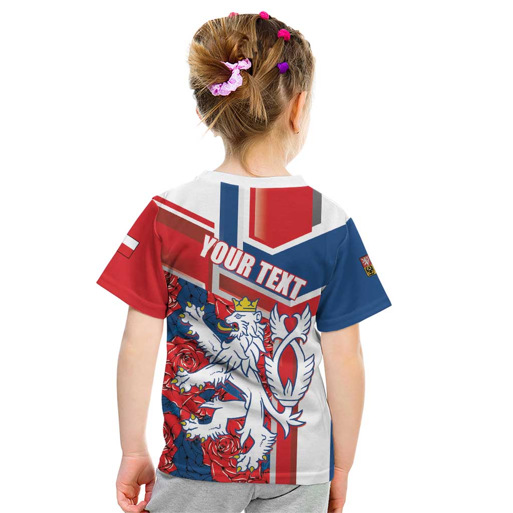 Personalised Czech Republic Kid T Shirt Czechia Lion Rosa Pattern - Wonder Print Shop