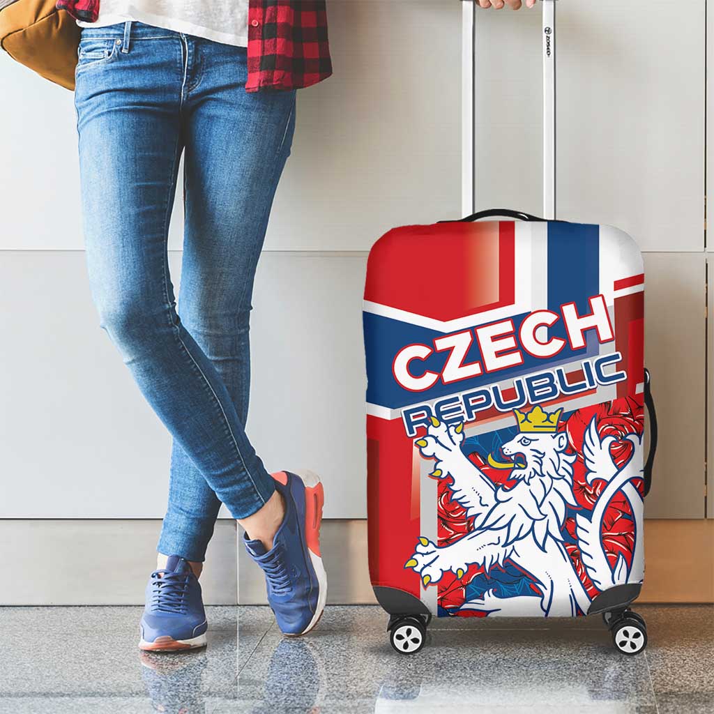 Czech Republic Luggage Cover Czechia Lion Rosa Pattern - Wonder Print Shop