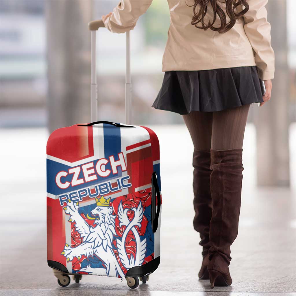 Czech Republic Luggage Cover Czechia Lion Rosa Pattern - Wonder Print Shop