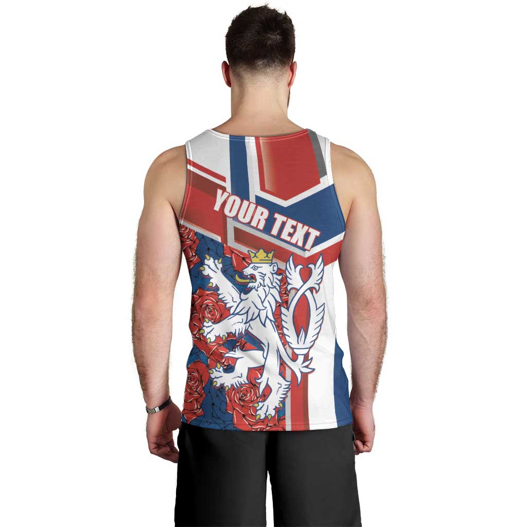 Personalised Czech Republic Men Tank Top Czechia Lion Rosa Pattern - Wonder Print Shop