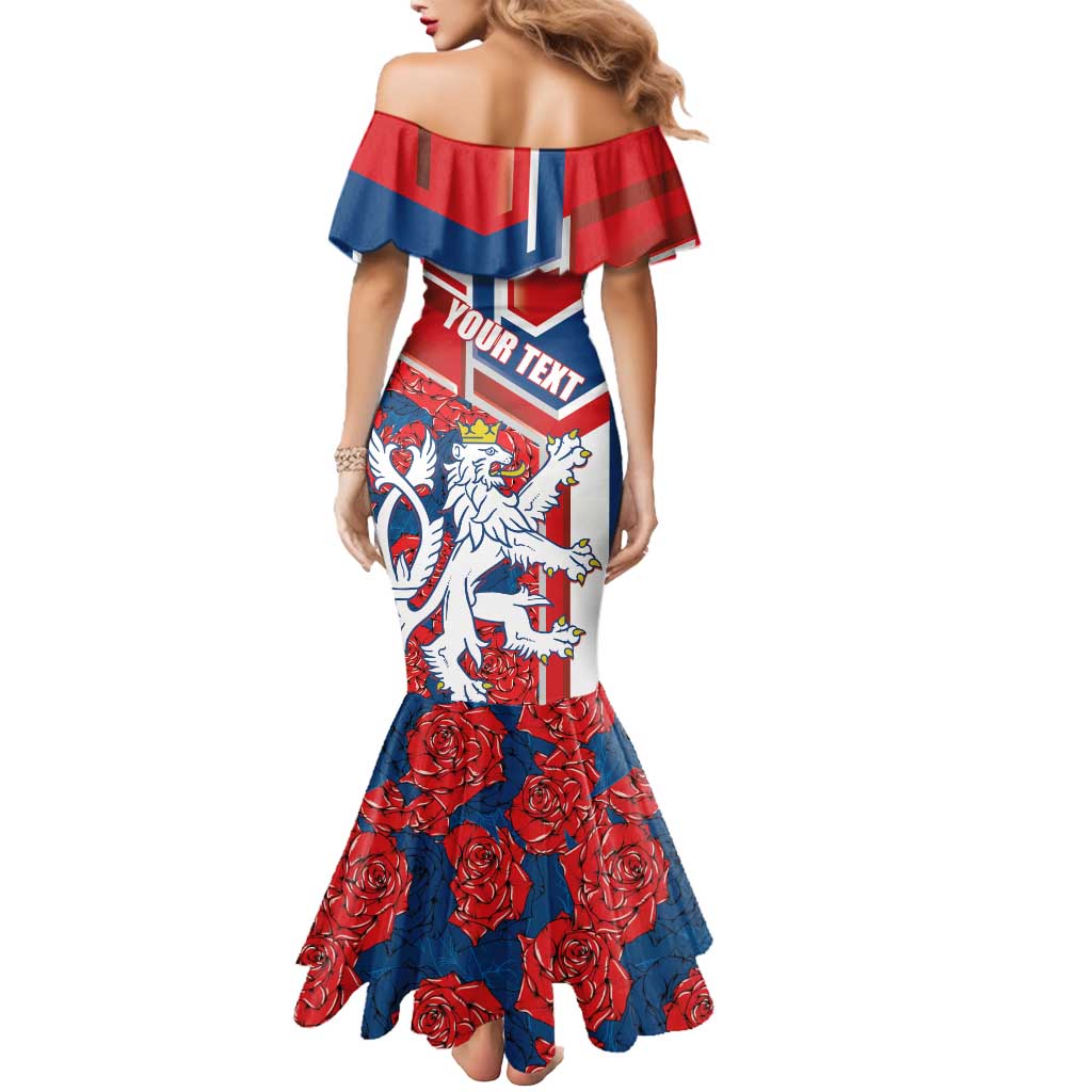 Personalised Czech Republic Mermaid Dress Czechia Lion Rosa Pattern - Wonder Print Shop