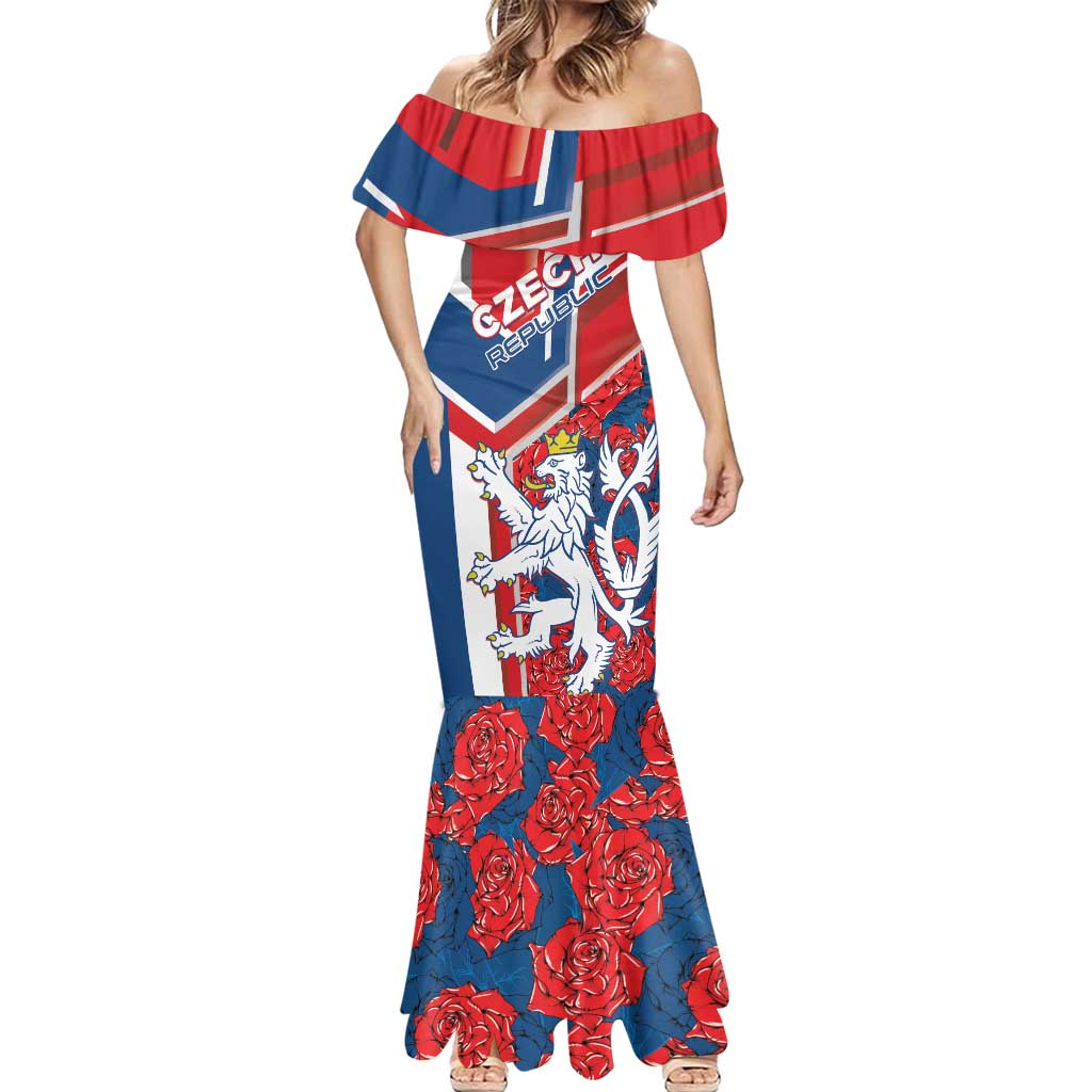 Personalised Czech Republic Mermaid Dress Czechia Lion Rosa Pattern - Wonder Print Shop