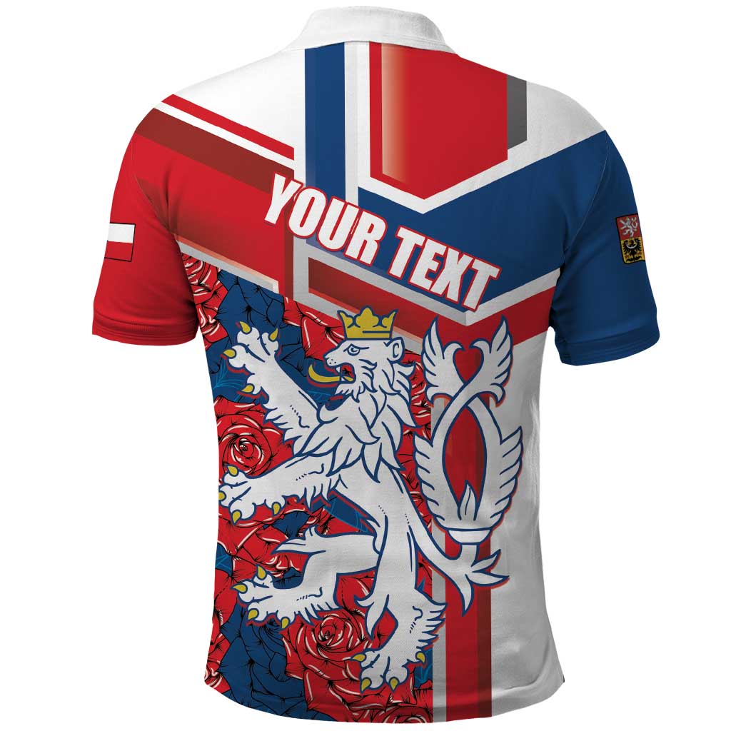 Personalised Czech Republic Polo Shirt Czechia Lion Rosa Pattern - Wonder Print Shop