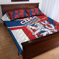 Czech Republic Quilt Bed Set Czechia Lion Rosa Pattern - Wonder Print Shop