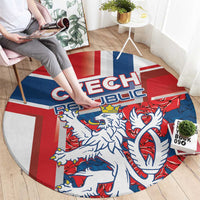 Czech Republic Round Carpet Czechia Lion Rosa Pattern