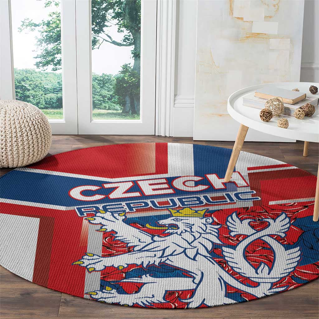 Czech Republic Round Carpet Czechia Lion Rosa Pattern