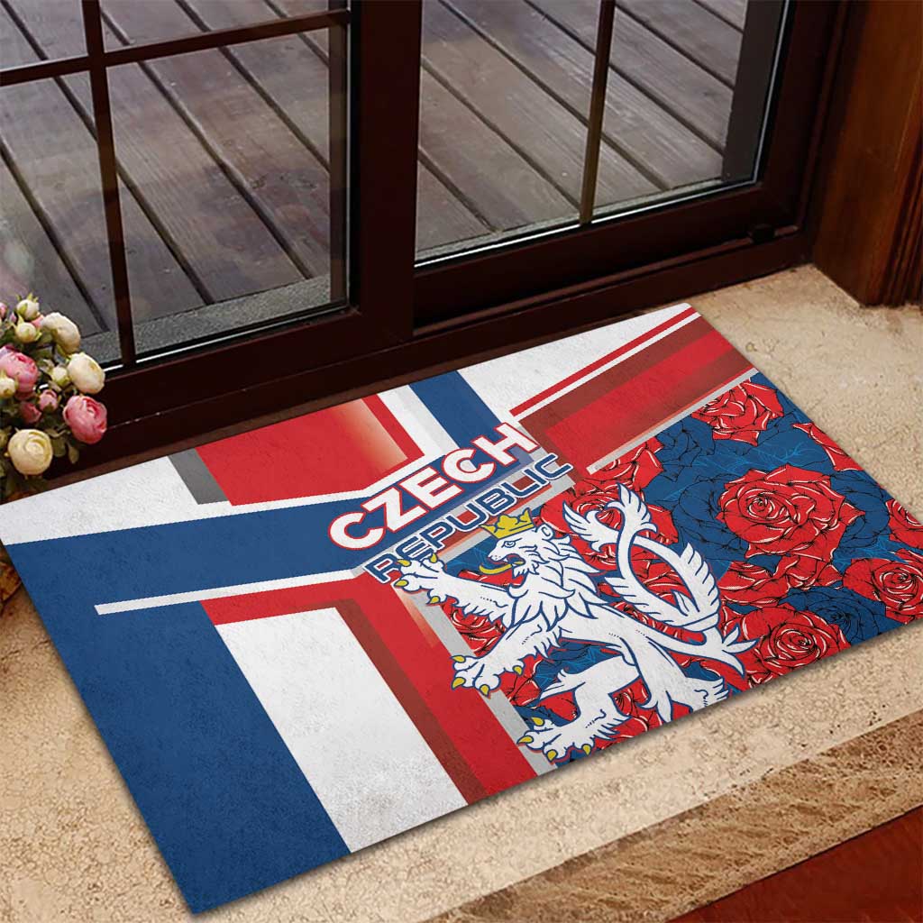 Czech Republic Rubber Doormat Czechia Lion Rosa Pattern - Wonder Print Shop