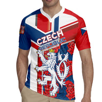 Personalised Czech Republic Rugby Jersey Czechia Lion Rosa Pattern - Wonder Print Shop
