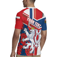 Personalised Czech Republic Rugby Jersey Czechia Lion Rosa Pattern - Wonder Print Shop