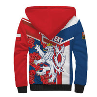 Personalised Czech Republic Sherpa Hoodie Czechia Lion Rosa Pattern - Wonder Print Shop