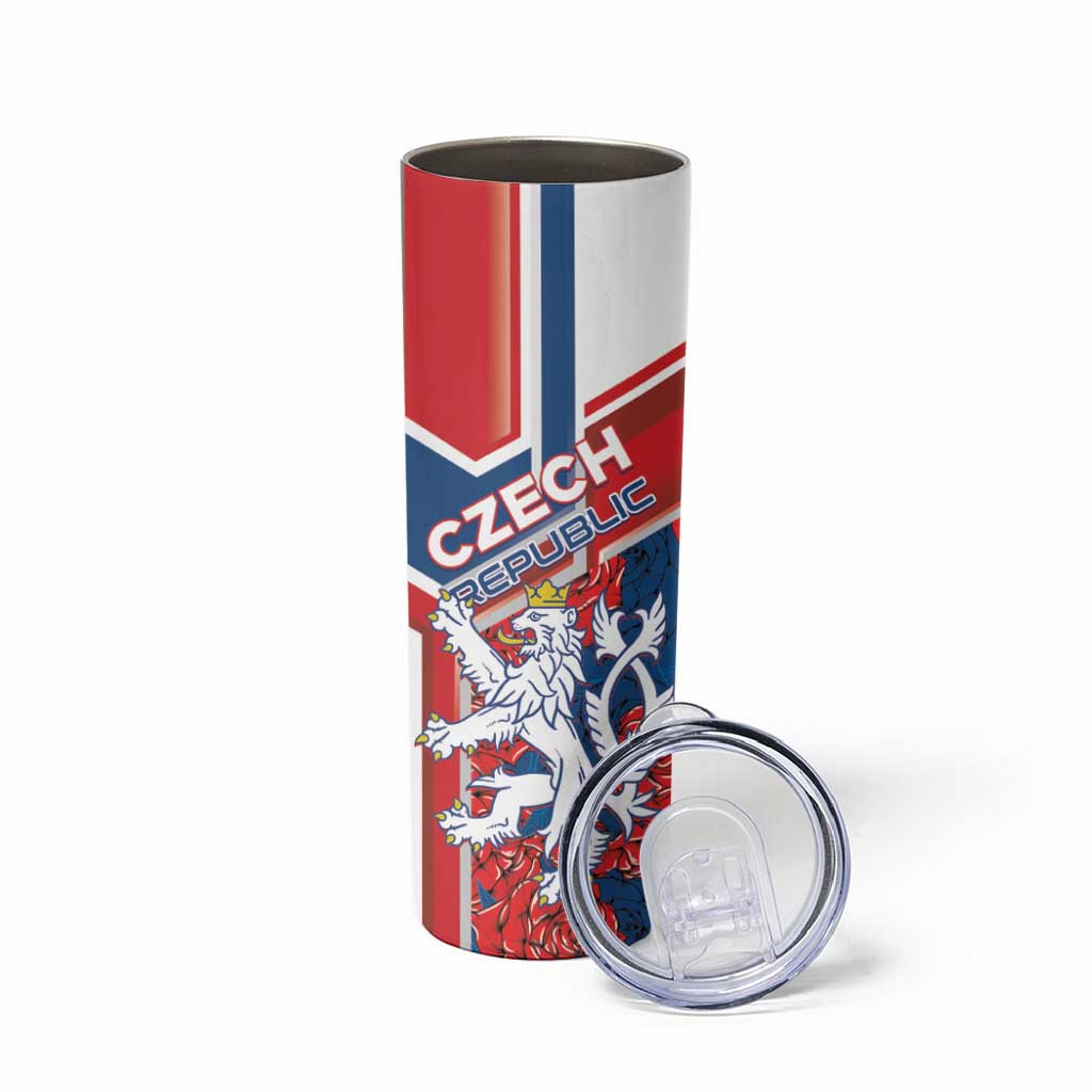 Personalised Czech Republic Skinny Tumbler Czechia Lion Rosa Pattern - Wonder Print Shop