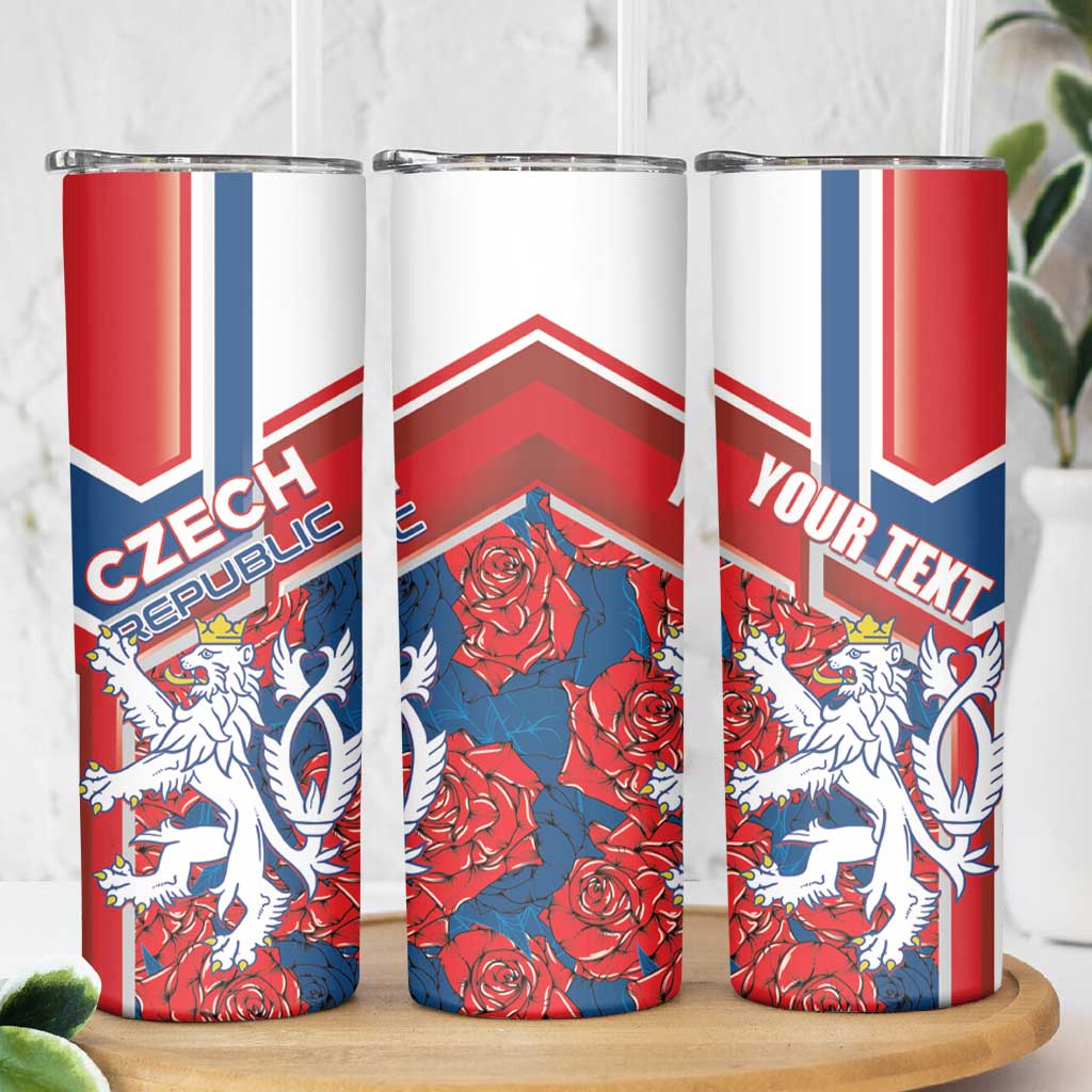 Personalised Czech Republic Skinny Tumbler Czechia Lion Rosa Pattern - Wonder Print Shop