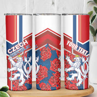 Personalised Czech Republic Skinny Tumbler Czechia Lion Rosa Pattern - Wonder Print Shop