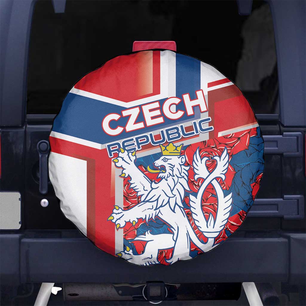Czech Republic Spare Tire Cover Czechia Lion Rosa Pattern - Wonder Print Shop