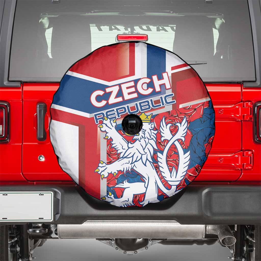 Czech Republic Spare Tire Cover Czechia Lion Rosa Pattern - Wonder Print Shop