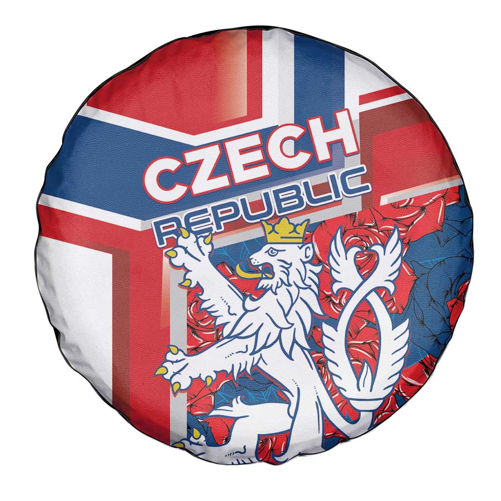Czech Republic Spare Tire Cover Czechia Lion Rosa Pattern - Wonder Print Shop