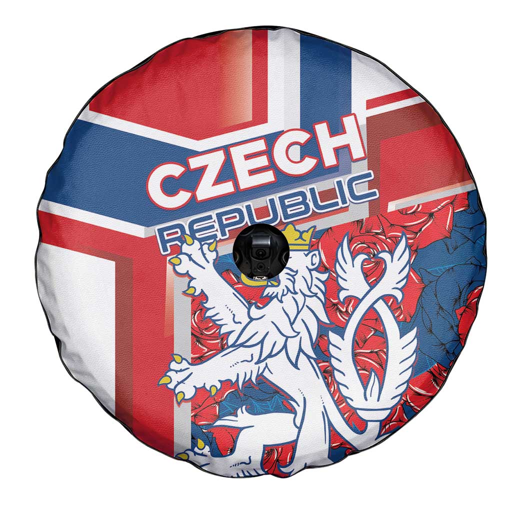 Czech Republic Spare Tire Cover Czechia Lion Rosa Pattern - Wonder Print Shop