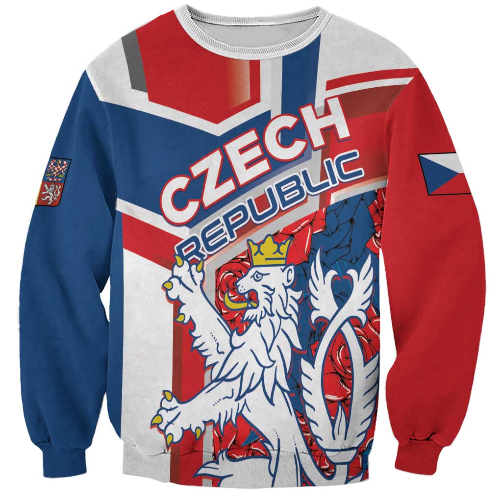 Personalised Czech Republic Sweatshirt Czechia Lion Rosa Pattern - Wonder Print Shop