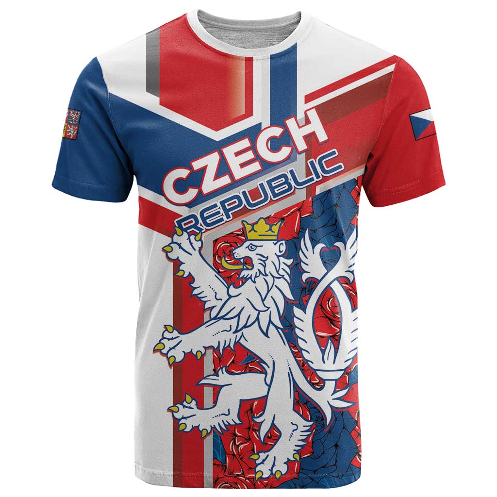Personalised Czech Republic T Shirt Czechia Lion Rosa Pattern - Wonder Print Shop