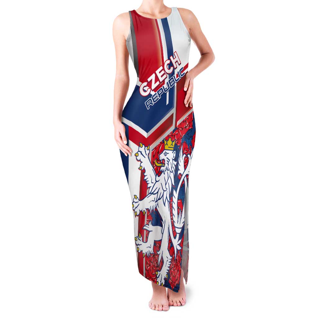 Personalised Czech Republic Tank Maxi Dress Czechia Lion Rosa Pattern - Wonder Print Shop