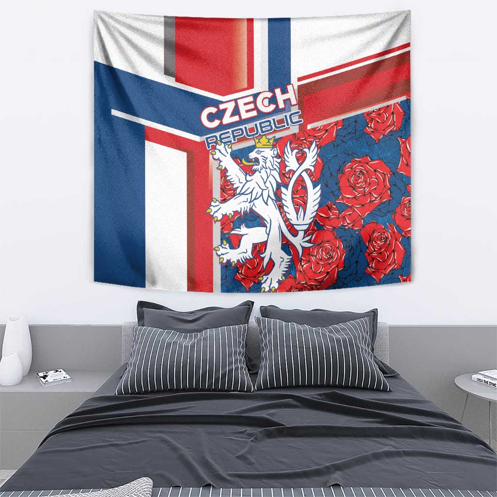 Czech Republic Tapestry Czechia Lion Rosa Pattern - Wonder Print Shop