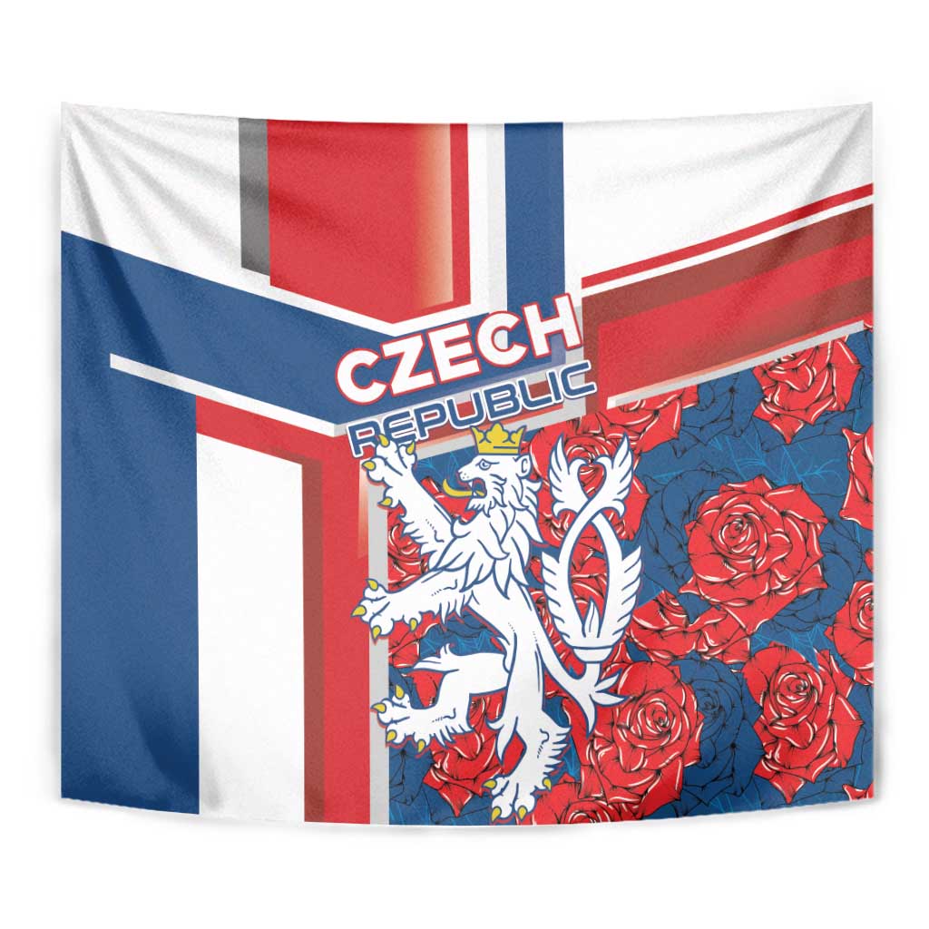 Czech Republic Tapestry Czechia Lion Rosa Pattern - Wonder Print Shop