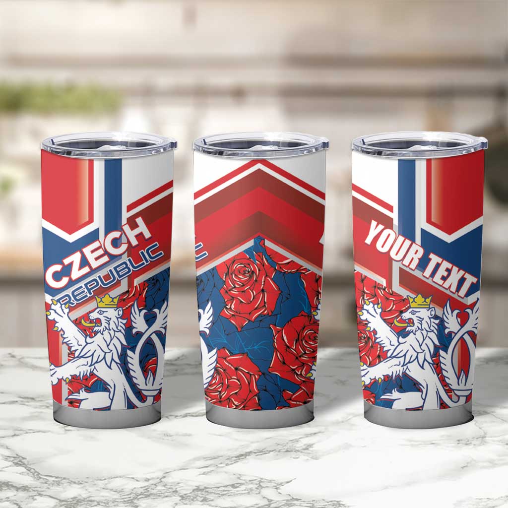 Personalised Czech Republic Tumbler Cup Czechia Lion Rosa Pattern - Wonder Print Shop