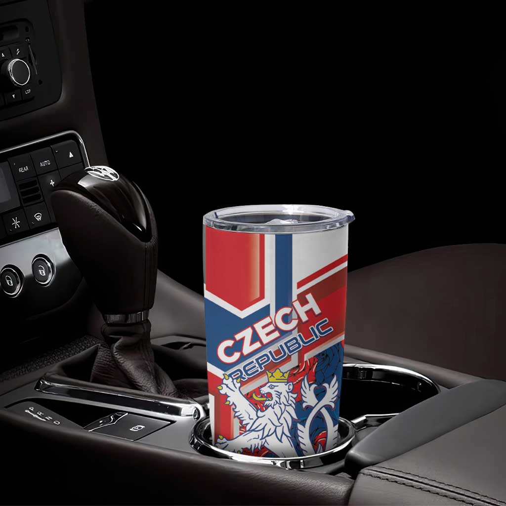 Personalised Czech Republic Tumbler Cup Czechia Lion Rosa Pattern - Wonder Print Shop