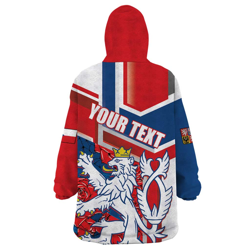 Personalised Czech Republic Wearable Blanket Hoodie Czechia Lion Rosa Pattern - Wonder Print Shop