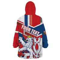 Personalised Czech Republic Wearable Blanket Hoodie Czechia Lion Rosa Pattern - Wonder Print Shop
