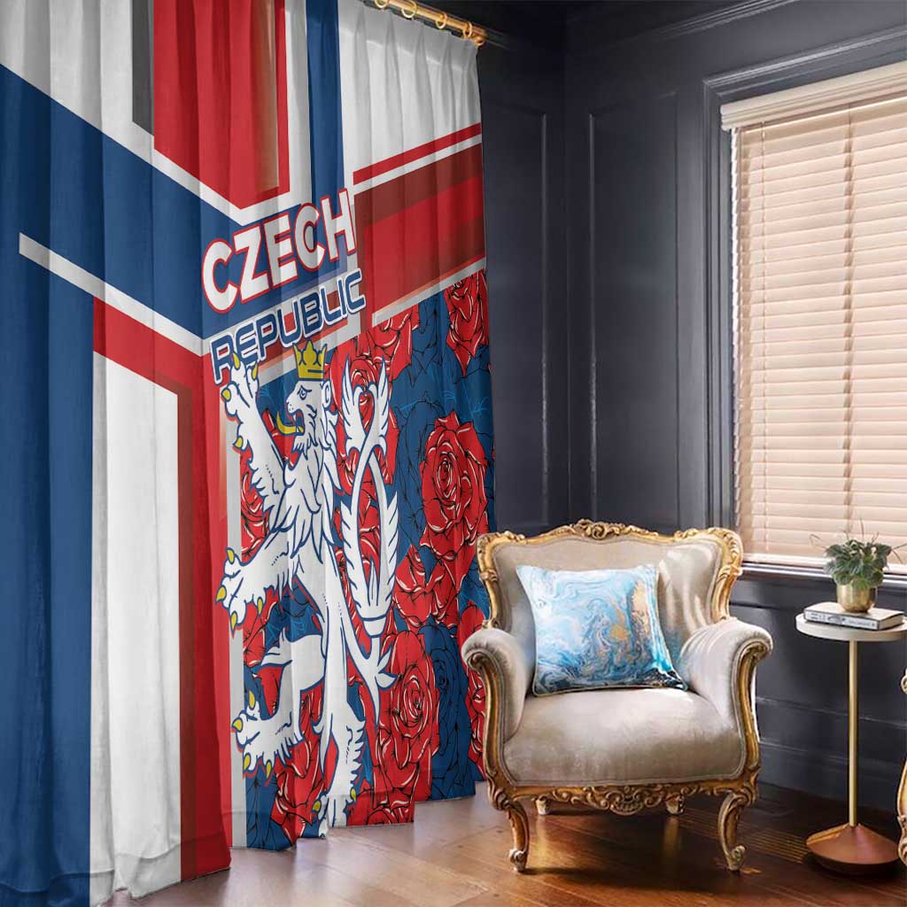 Czech Republic Window Curtain Czechia Lion Rosa Pattern - Wonder Print Shop
