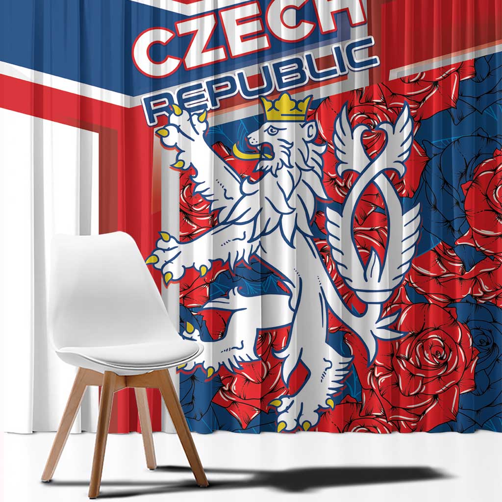 Czech Republic Window Curtain Czechia Lion Rosa Pattern - Wonder Print Shop