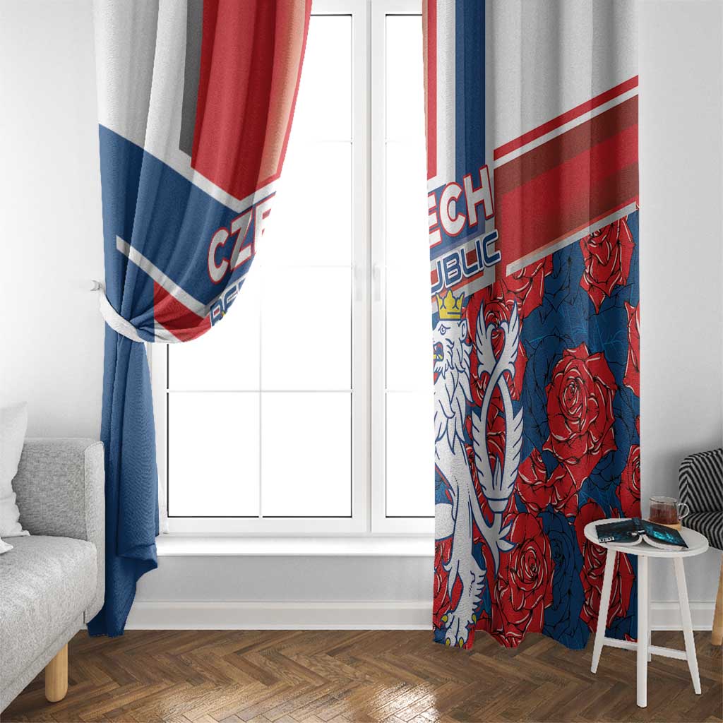 Czech Republic Window Curtain Czechia Lion Rosa Pattern - Wonder Print Shop