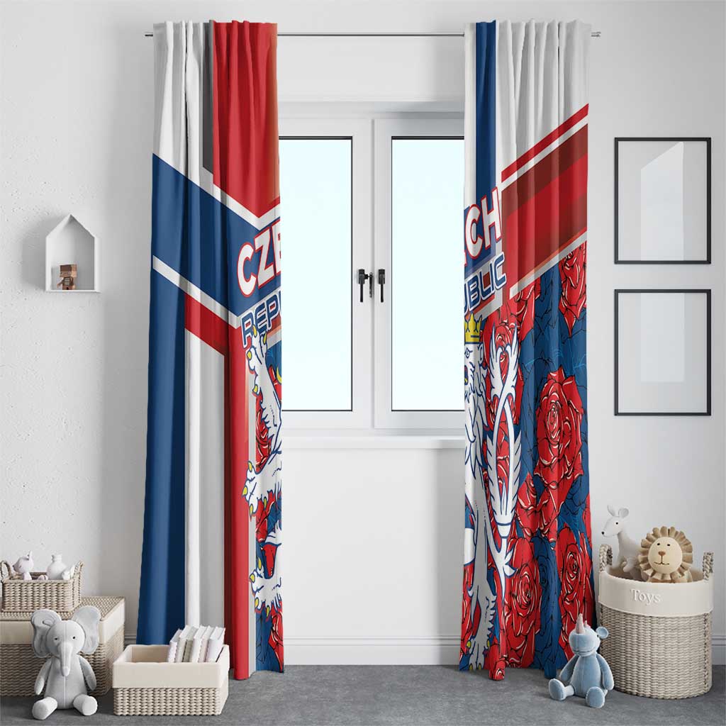 Czech Republic Window Curtain Czechia Lion Rosa Pattern - Wonder Print Shop