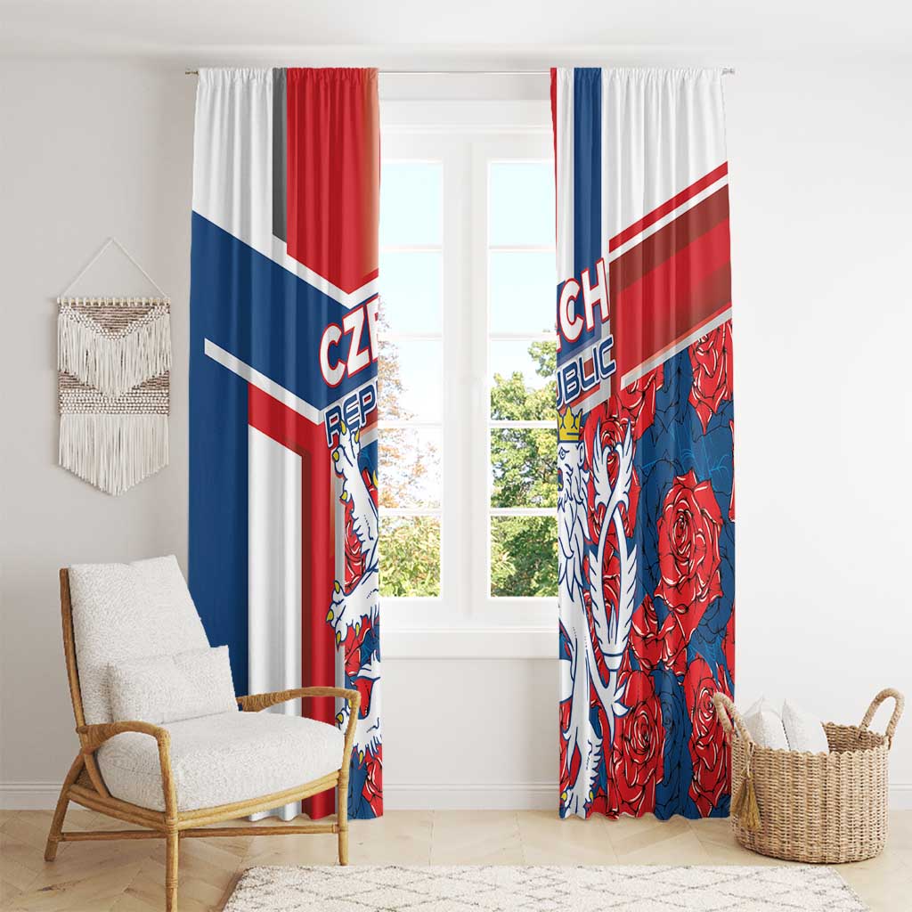 Czech Republic Window Curtain Czechia Lion Rosa Pattern - Wonder Print Shop