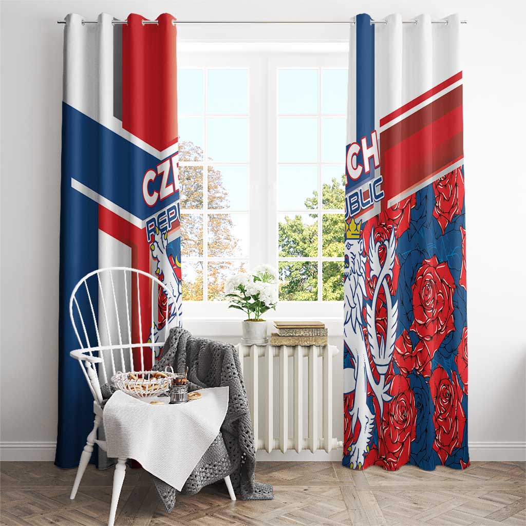 Czech Republic Window Curtain Czechia Lion Rosa Pattern - Wonder Print Shop