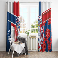 Czech Republic Window Curtain Czechia Lion Rosa Pattern - Wonder Print Shop