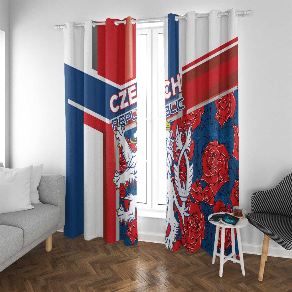 Czech Republic Window Curtain Czechia Lion Rosa Pattern - Wonder Print Shop