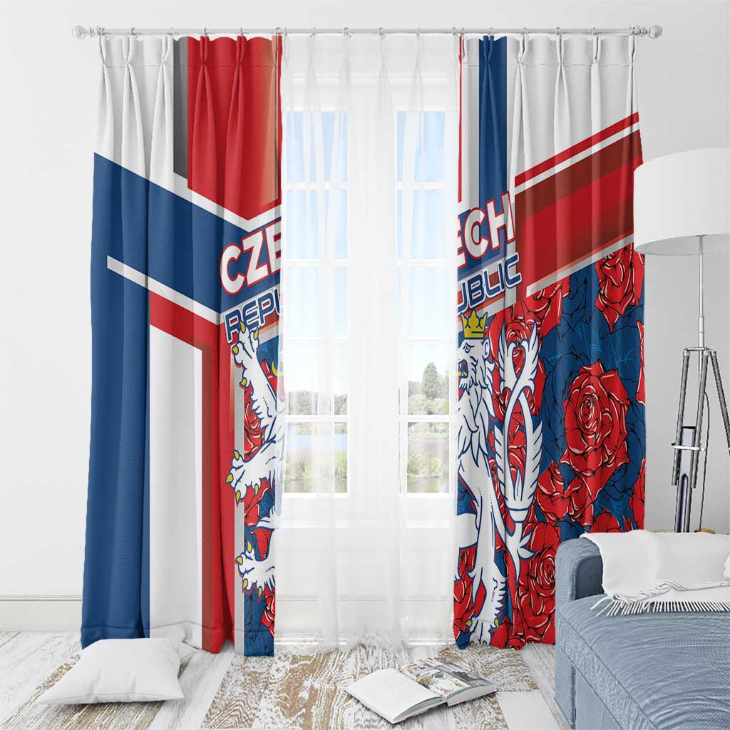 Czech Republic Window Curtain Czechia Lion Rosa Pattern - Wonder Print Shop