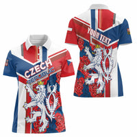 Personalised Czech Republic Women Polo Shirt Czechia Lion Rosa Pattern - Wonder Print Shop