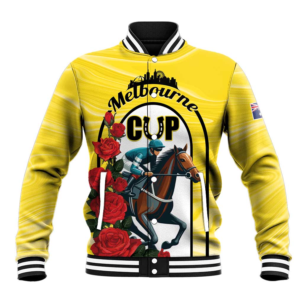 Personalised Melbourne Horse Racing Baseball Jacket The Race That Stops The Nation - Wonder Print Shop