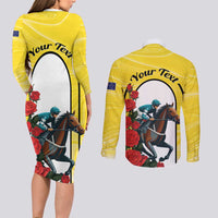 Personalised Melbourne Horse Racing Couples Matching Long Sleeve Bodycon Dress and Long Sleeve Button Shirt The Race That Stops The Nation - Wonder Print Shop