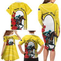 Personalised Melbourne Horse Racing Family Matching Long Sleeve Bodycon Dress and Hawaiian Shirt The Race That Stops The Nation - Wonder Print Shop