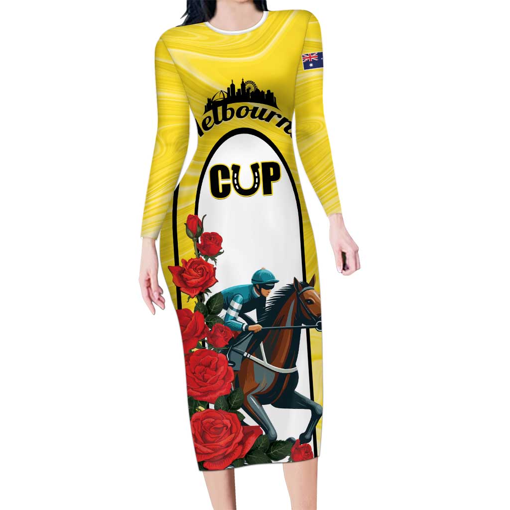Personalised Melbourne Horse Racing Family Matching Long Sleeve Bodycon Dress and Hawaiian Shirt The Race That Stops The Nation - Wonder Print Shop
