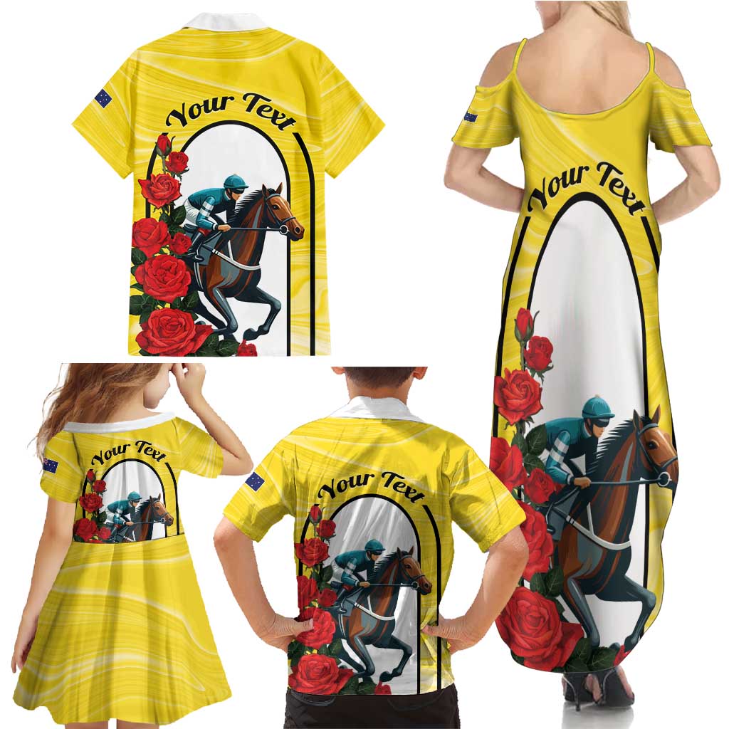 Personalised Melbourne Horse Racing Family Matching Summer Maxi Dress and Hawaiian Shirt The Race That Stops The Nation - Wonder Print Shop