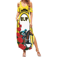 Personalised Melbourne Horse Racing Family Matching Summer Maxi Dress and Hawaiian Shirt The Race That Stops The Nation - Wonder Print Shop