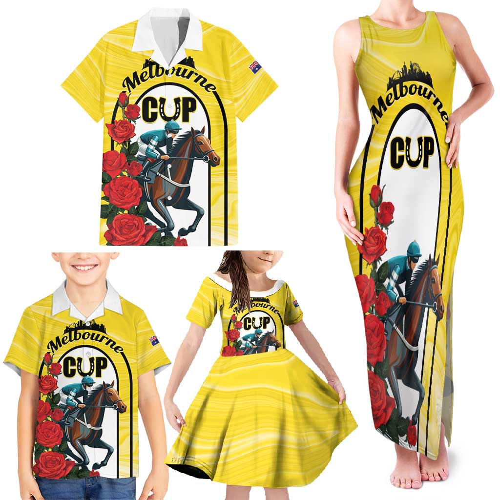 Personalised Melbourne Horse Racing Family Matching Tank Maxi Dress and Hawaiian Shirt The Race That Stops The Nation - Wonder Print Shop