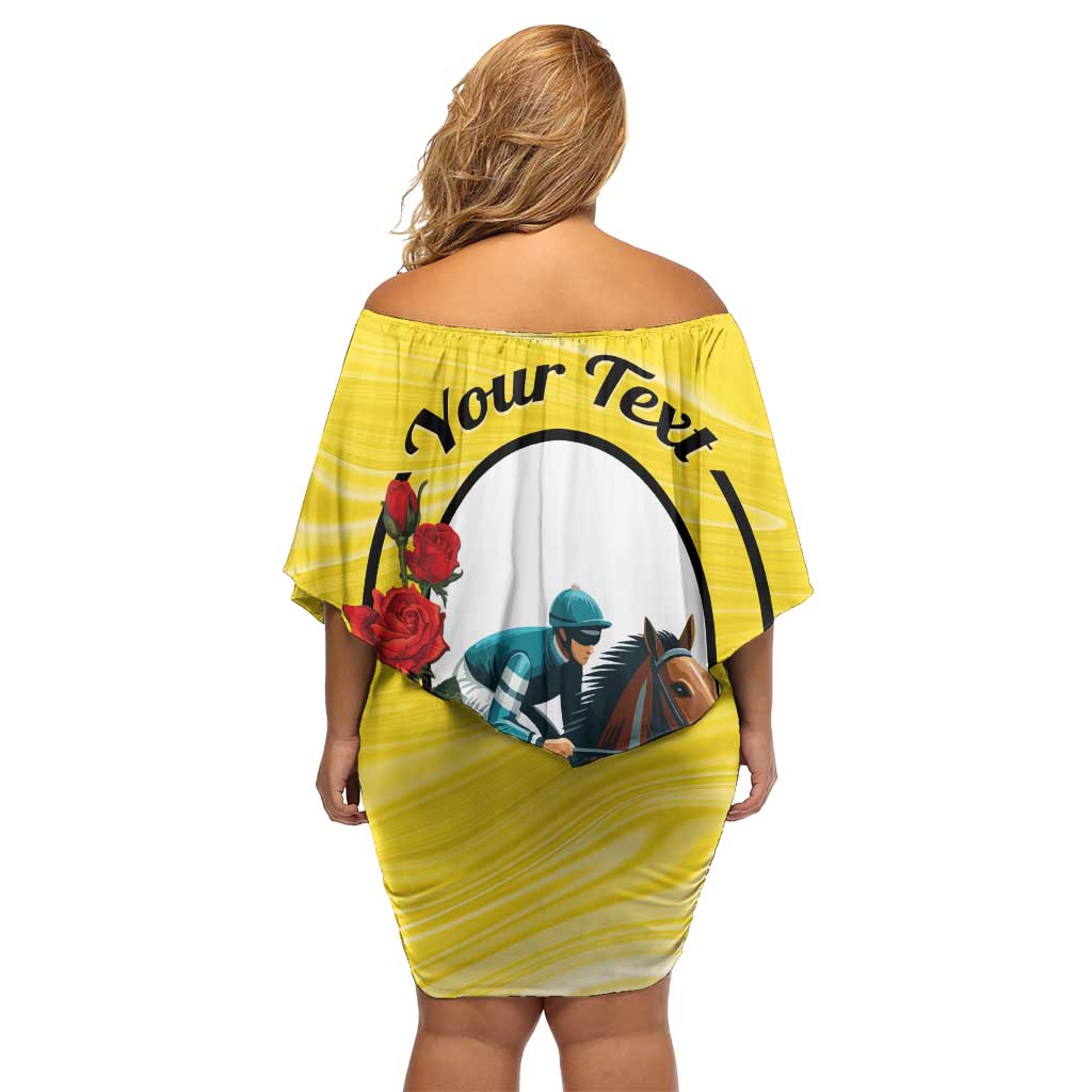 Personalised Melbourne Horse Racing Off Shoulder Short Dress The Race That Stops The Nation - Wonder Print Shop